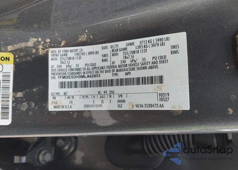 2021 Ford Bronco Outer Banks from USA, damaged, VIN 1FMDE5DH9MLA62853